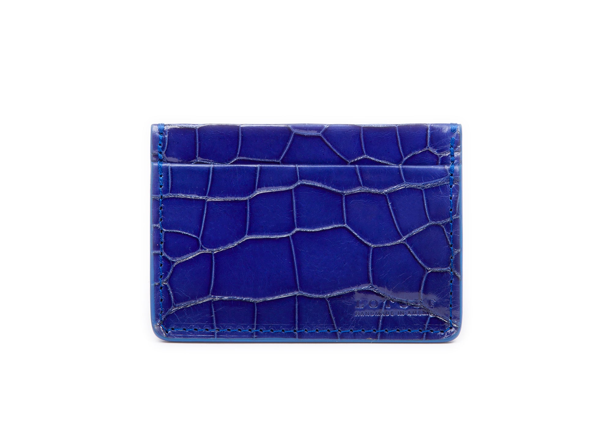 Electric Blue American Alligator Credit Card Wallet Electric Blue Alligator