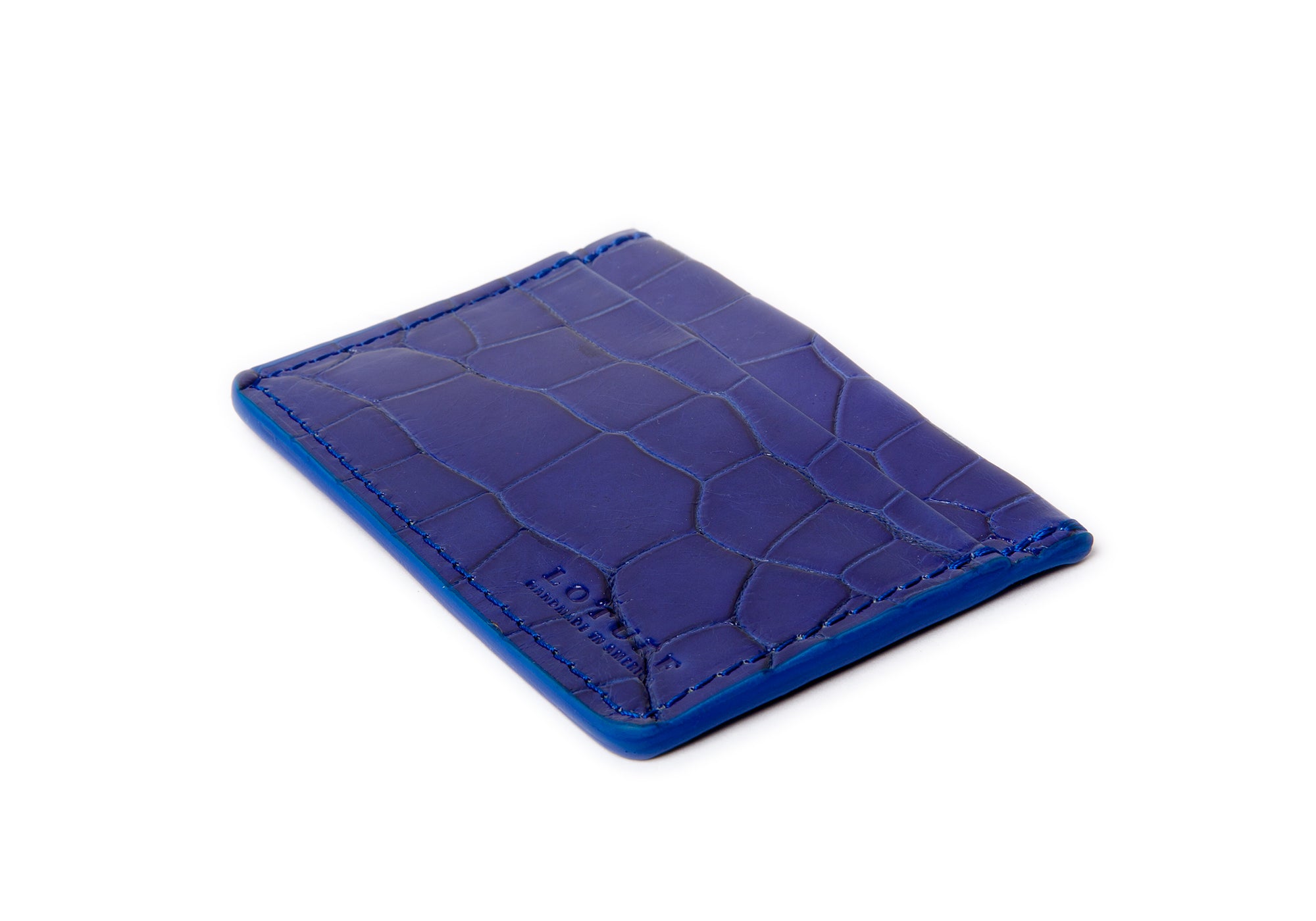 Electric Blue American Alligator Credit Card Wallet Electric Blue Alligator