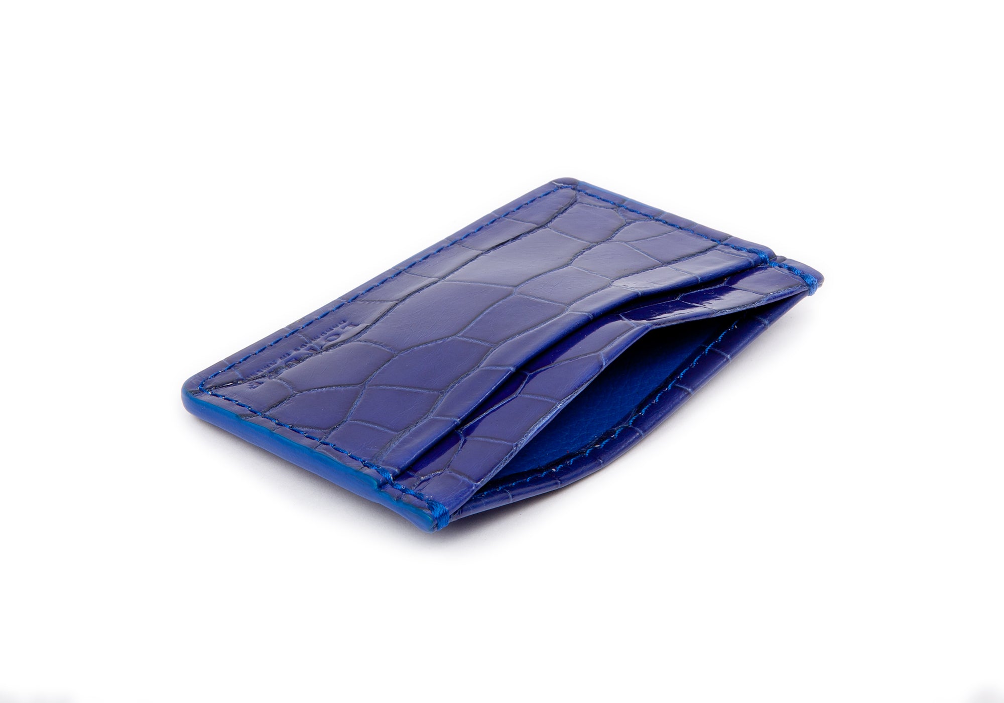 Electric Blue American Alligator Credit Card Wallet Electric Blue Alligator