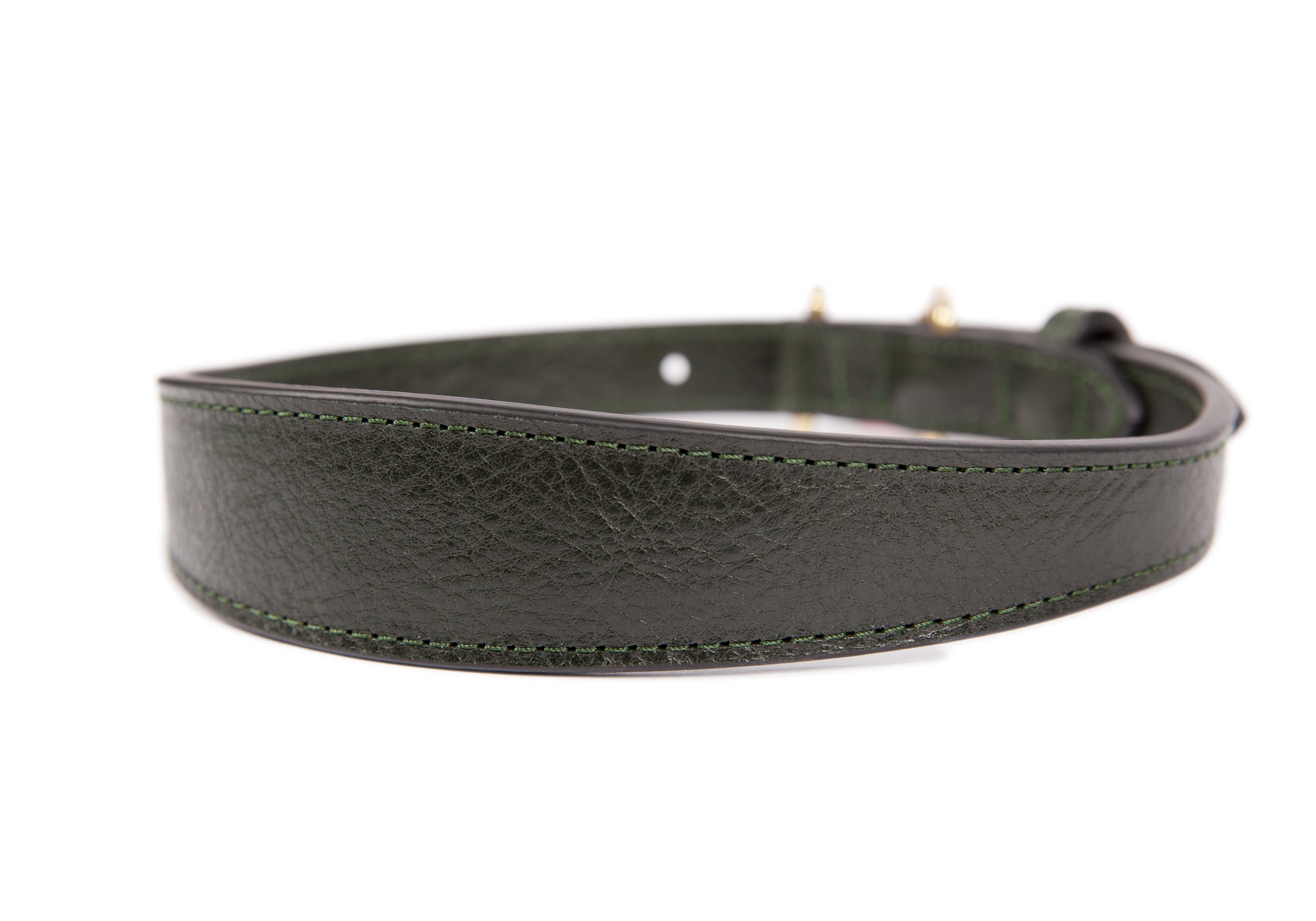 Large Leather Dog Collar Green