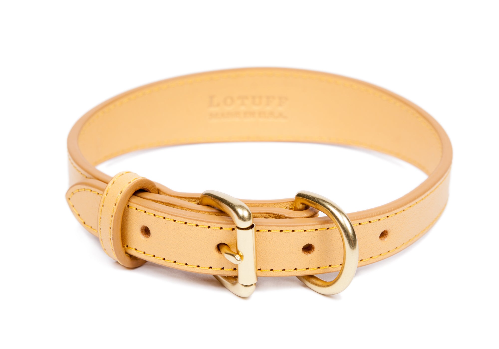 Small Leather Dog Collar Ochre