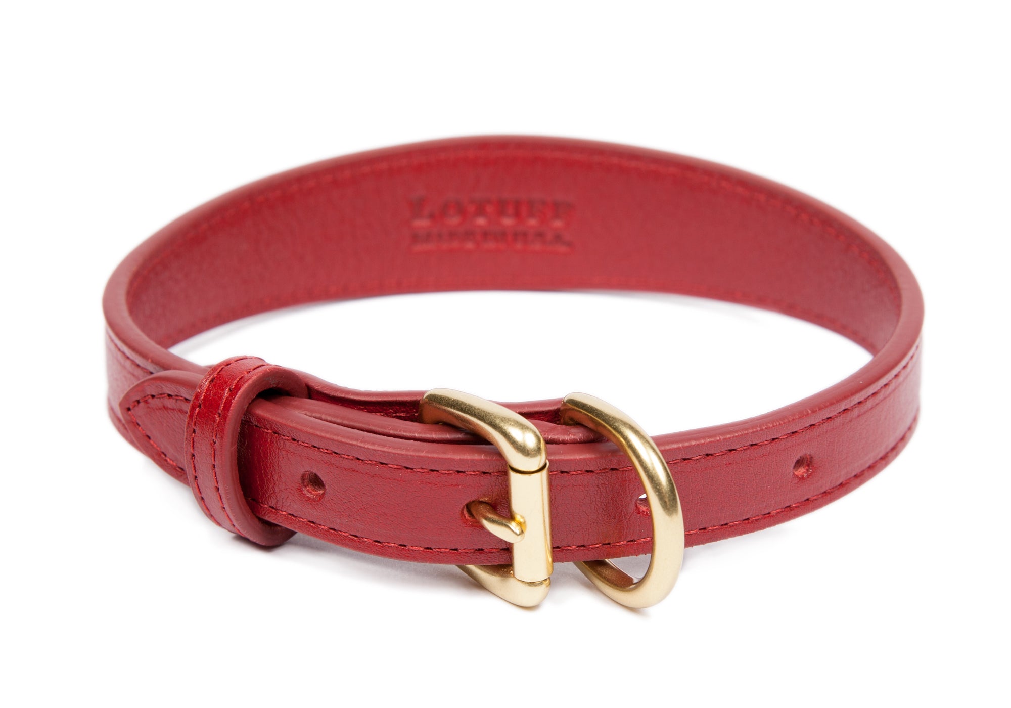 Medium Leather Dog Collar Red