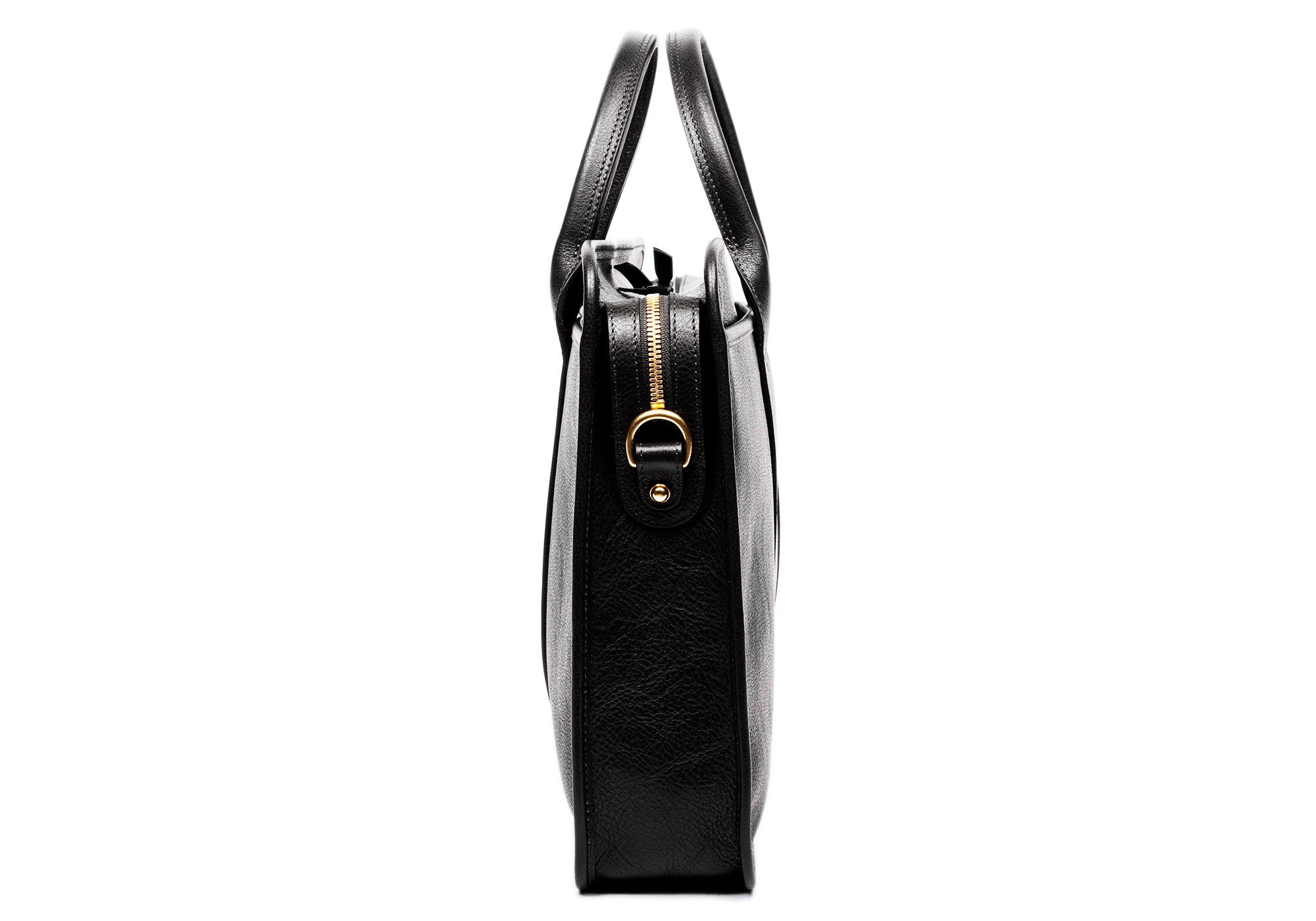Leather Zip-Top Briefcase Black