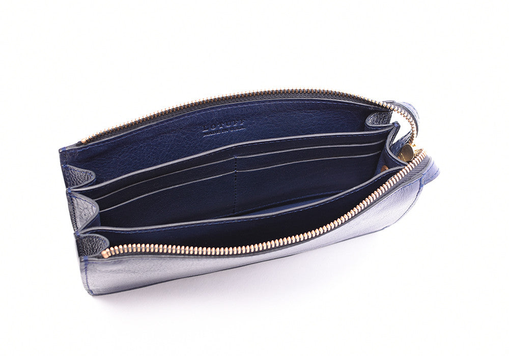 Inner Leather View of Tripp Wallet Indigo
