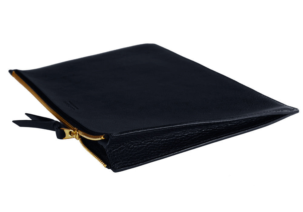 Front Leather View of No. 13 Pouch Navy