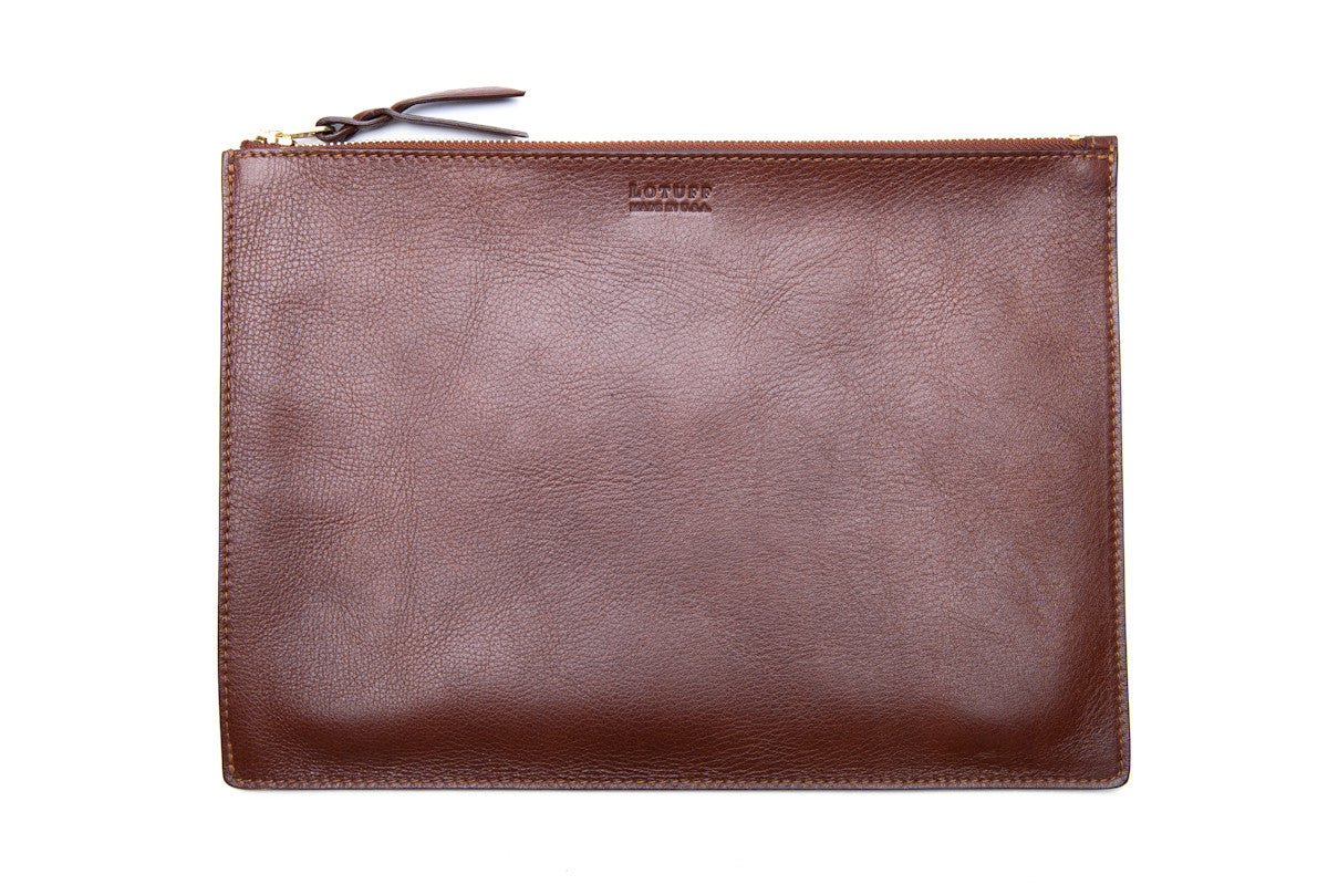 Front Leather View of No. 11 Pouch Chestnut