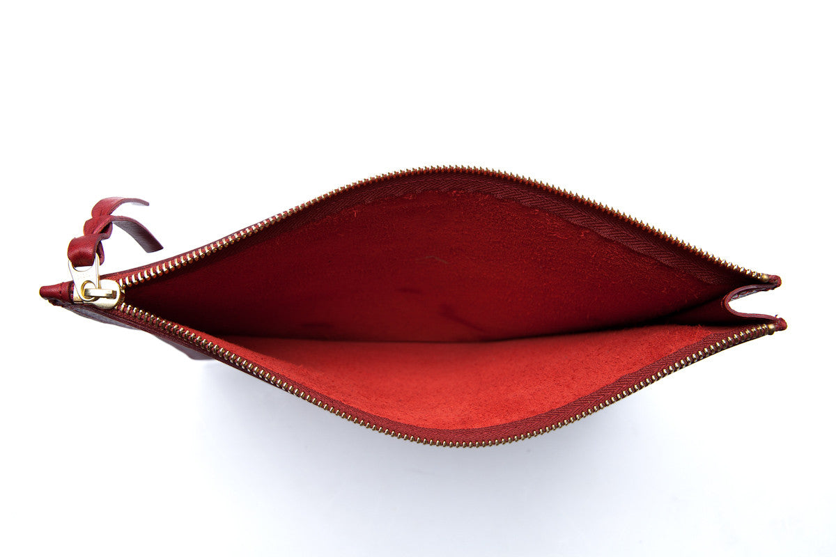 Inner Leather View of No. 11 Pouch Red