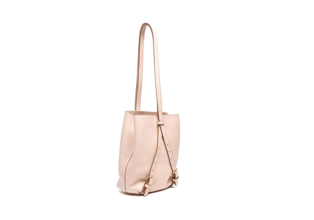 Top Leather Strap of The Mini Sling Backpack Natural